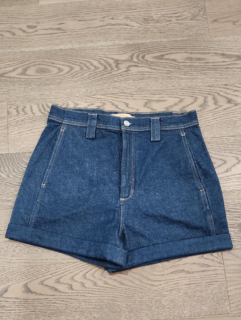 Joe's Jeans Dark Blue High-Rise Cuffed Denim Shorts